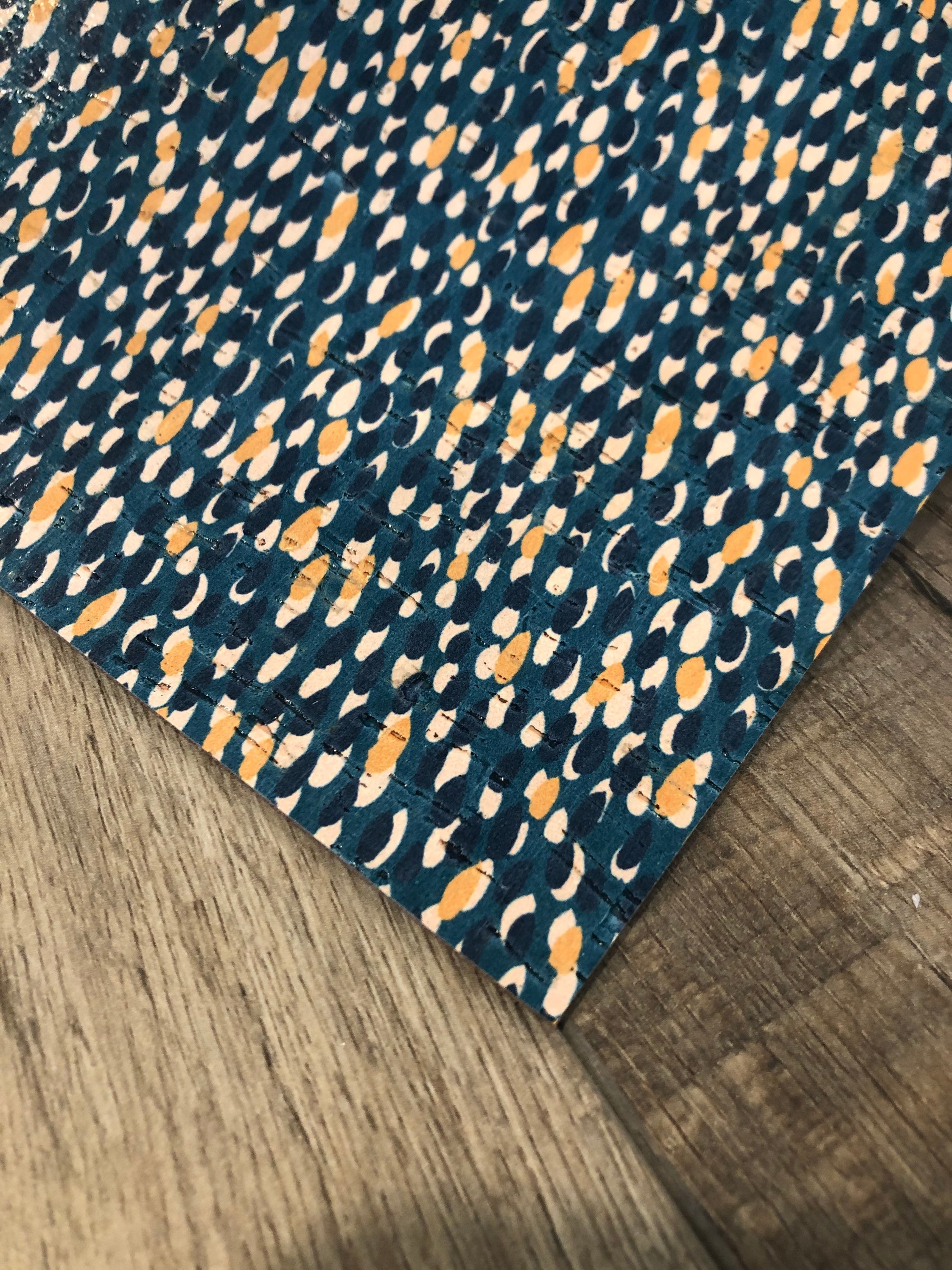 Peacock Raindrop Cowhide Backed Cork Sheets