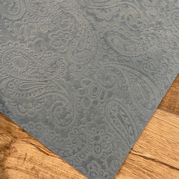 Rainy Day Blue Paisley 8x10 Embossed Genuine Leather Sheets