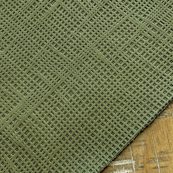 6x12 Olive Green Spun Linen Embossed Genuine Suede Sheets