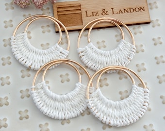 Angel White Bohemian 1.75” Woven Gold Hoop Earrings Blanks Supplies  (1pair)