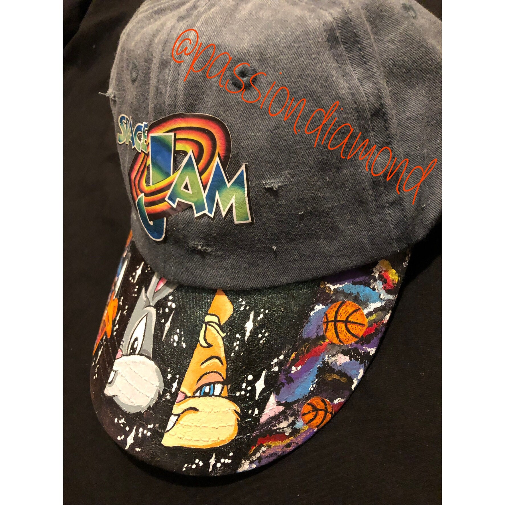 Space Jam Hat With Hand Painted Logo Etsy