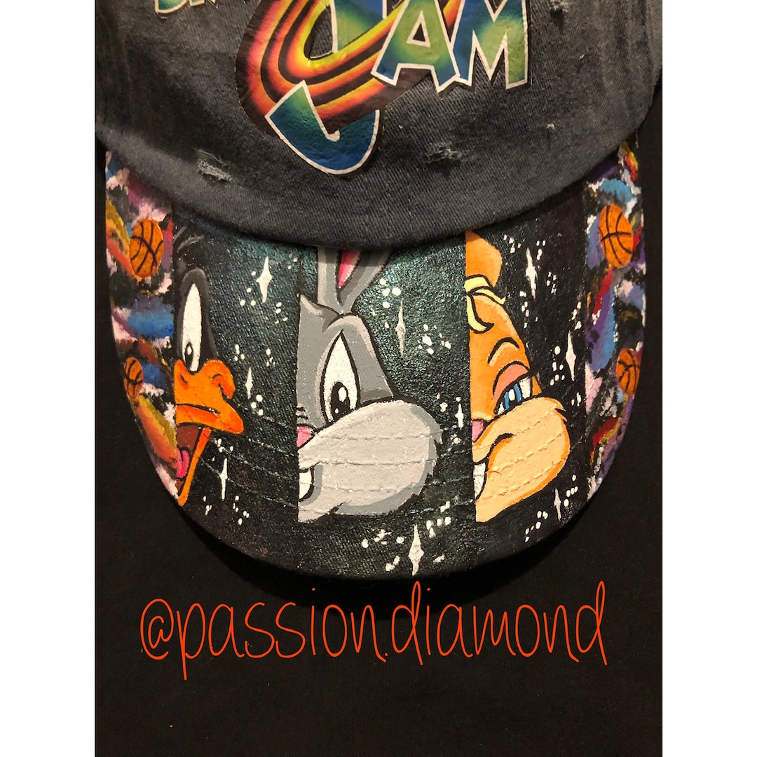 Space Jam Hat With Hand Painted Logo Etsy