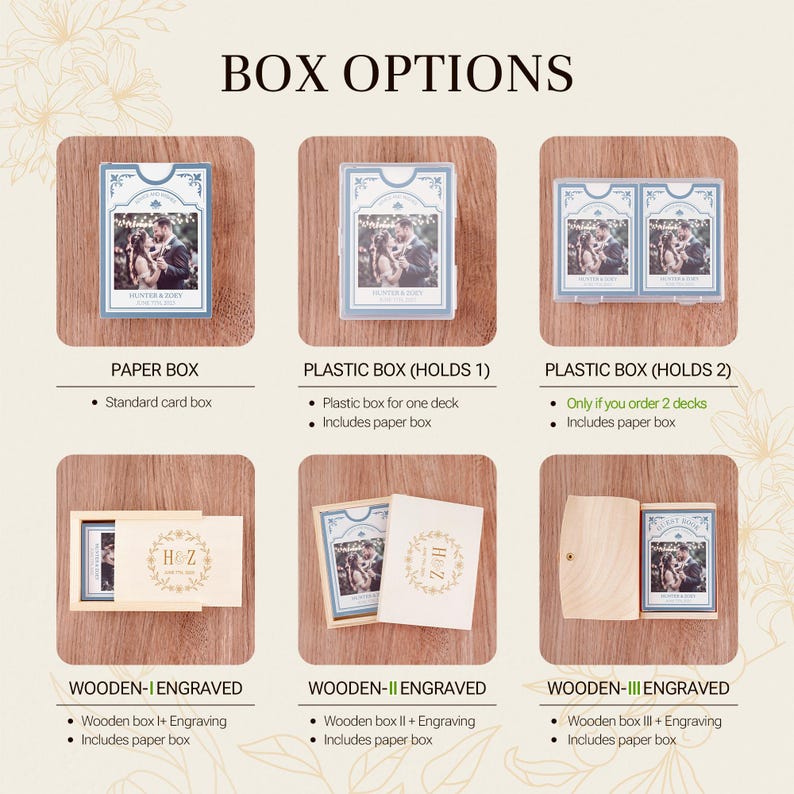 Wedding Guest Book Idea: Custom Playing Cards & Wooden Box - Etsy