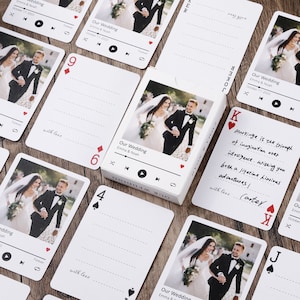 Livre d'or de mariage personnalisé avec étui pour cartes, livre de signatures, cartes à jouer personnalisées style musical, souvenir commémoratif de mariage