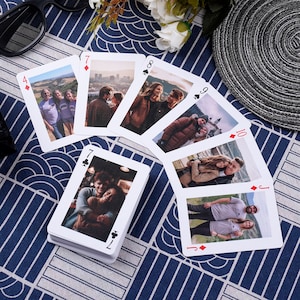 Naipes personalizados con estuche, divertida baraja navideña, 52 fotos diferentes, regalo de aniversario, tarjetas de cumpleaños para ella, regalo para él