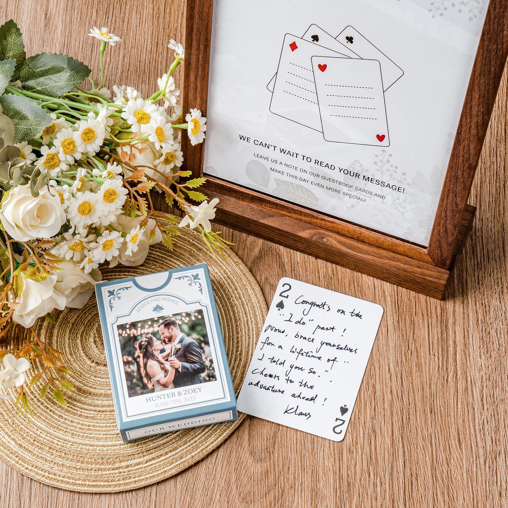 Wedding Guest Book Idea: Custom Playing Cards & Wooden Box - Etsy