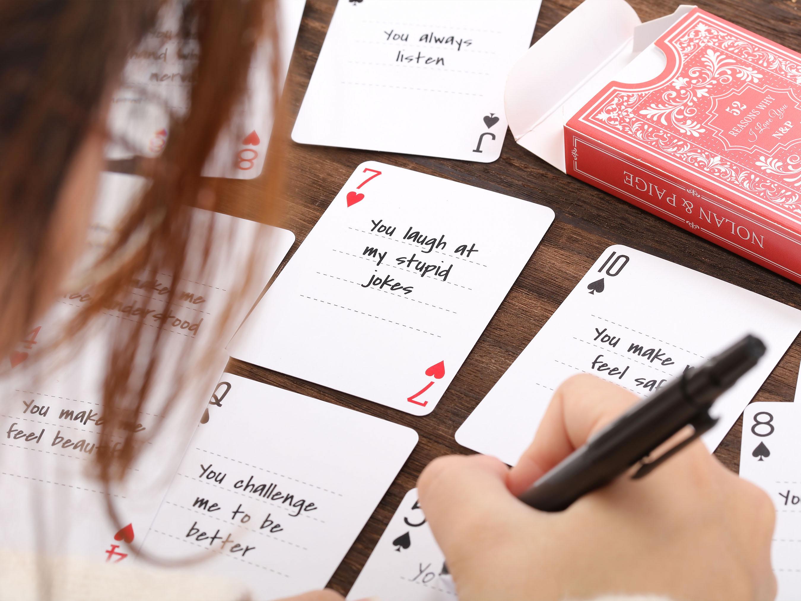Custom Valentines Playing Cards: Write 52 Reasons Why I Love You