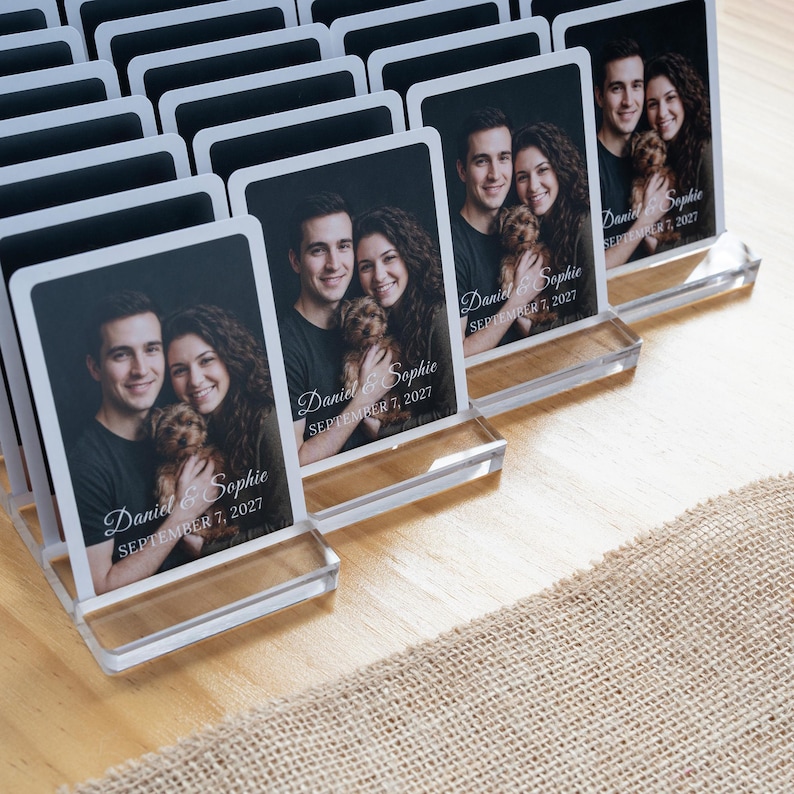 Alternative Wedding Guest Book Set: Custom Playing Cards with Wooden Holders, Acrylic Display Stands image 16