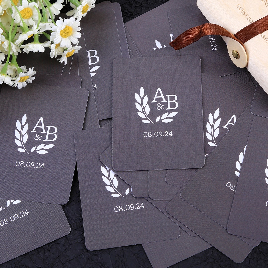 Unique Guest Book Card, Custom Wedding Monogram Playing Cards, Wedding Shower Favors, Custom