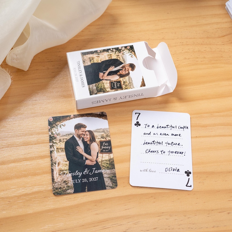 Alternative Wedding Guest Book Set: Custom Playing Cards with Wooden Holders, Acrylic Display Stands image 20
