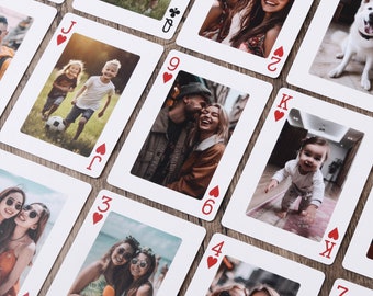 Mazzo personalizzato di carte da gioco con scatola, alternativa ad album fotografico personalizzato, bomboniere uniche per feste in famiglia, carte da poker per matrimoni, regalo fotografico