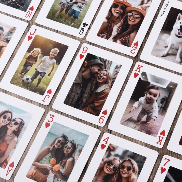 Mazzo personalizzato di carte da gioco con scatola, alternativa ad album fotografico personalizzato, bomboniere uniche per feste in famiglia, carte da poker per matrimoni, regalo fotografico