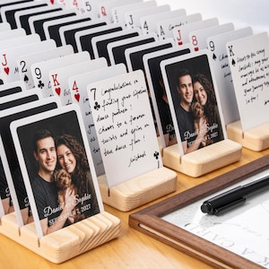 Alternative Wedding Guest Book Set: Custom Playing Cards with Wooden Holders, Acrylic Display Stands image 10