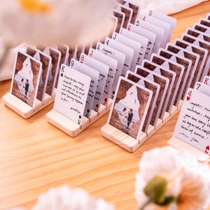 Alternative Wedding Guest Book Set: Custom Playing Cards with Wooden Holders, Acrylic Display Stands image 2