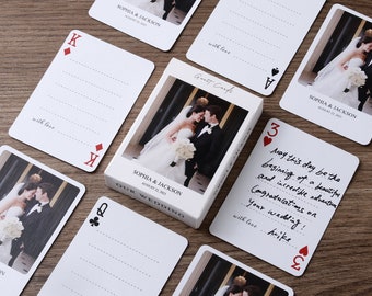 Le livre d'or pour un mariage à destination redéfini | Livre d'or de mariage personnalisé avec photos | Cartes de poker personnalisées pour un mariage à destination