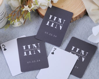Custom Monogram Wedding Guest Book, Personalized Playing Cards, Initials Poker Cards, Cool Party Favors with Personalized Box