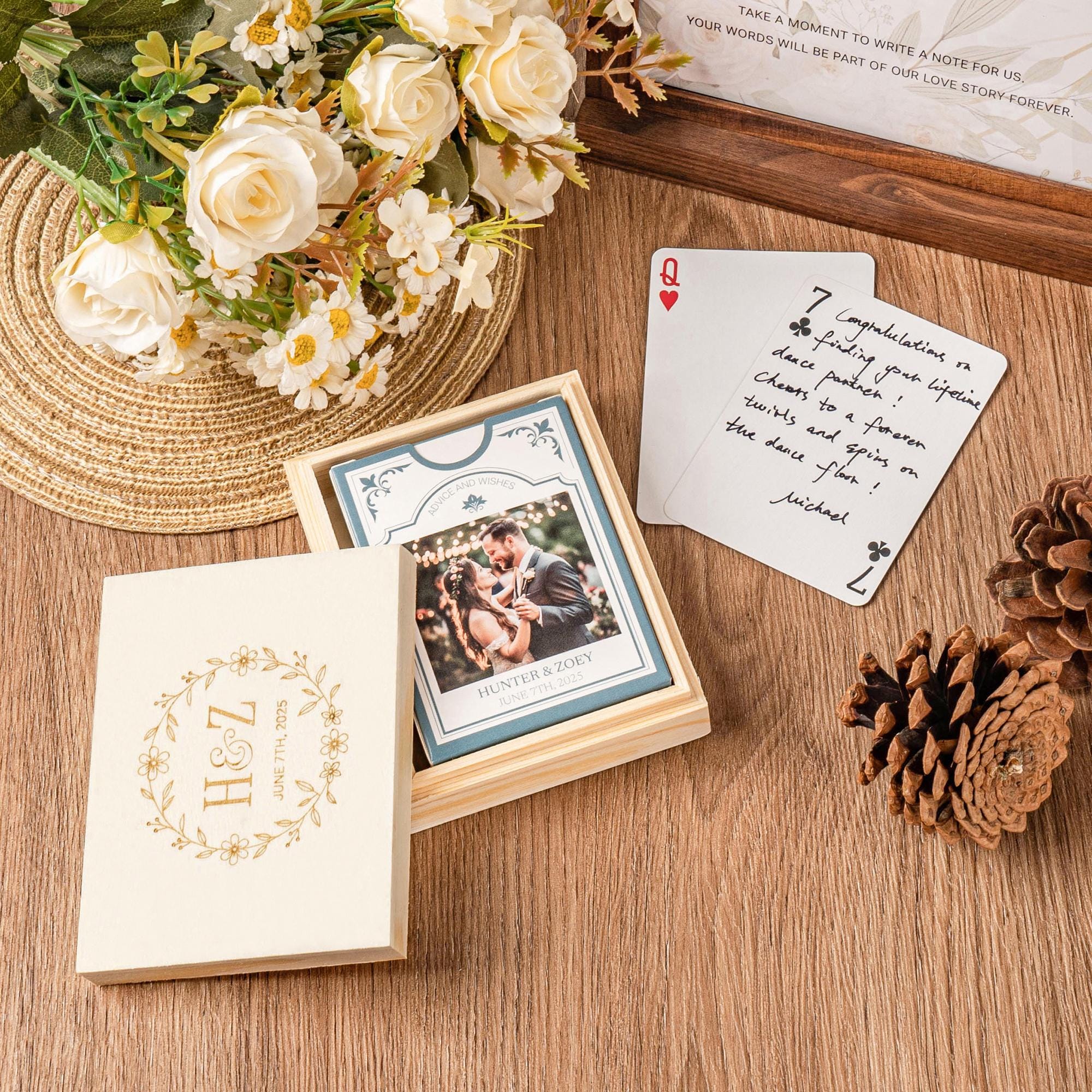 Wedding Guest Book Idea: Custom Playing Cards & Wooden Box - Etsy