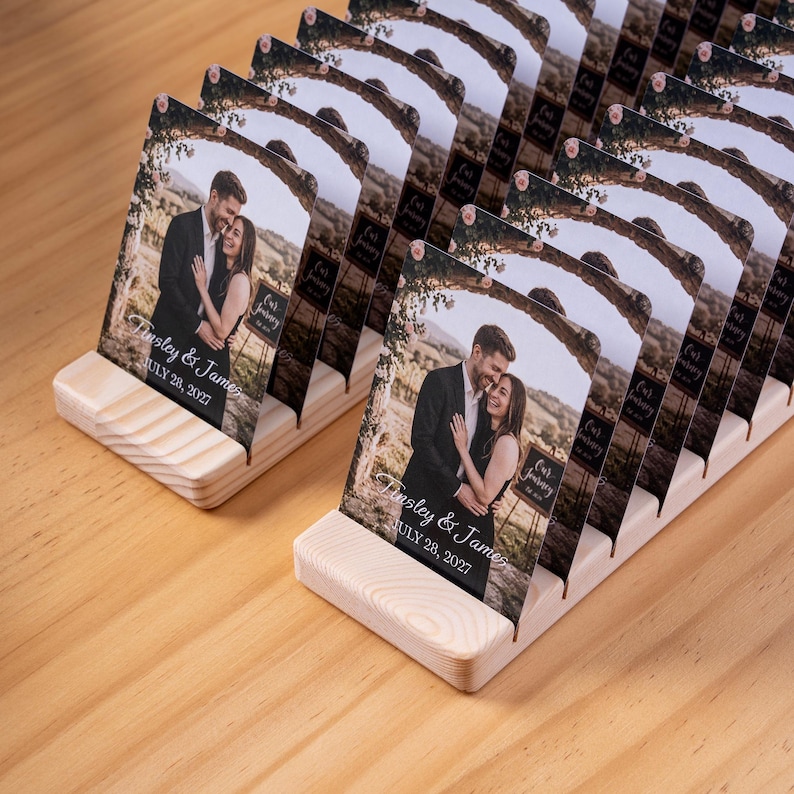 Alternative Wedding Guest Book Set: Custom Playing Cards with Wooden Holders, Acrylic Display Stands image 17