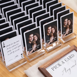 Alternative Wedding Guest Book Set: Custom Playing Cards with Wooden Holders, Acrylic Display Stands image 12