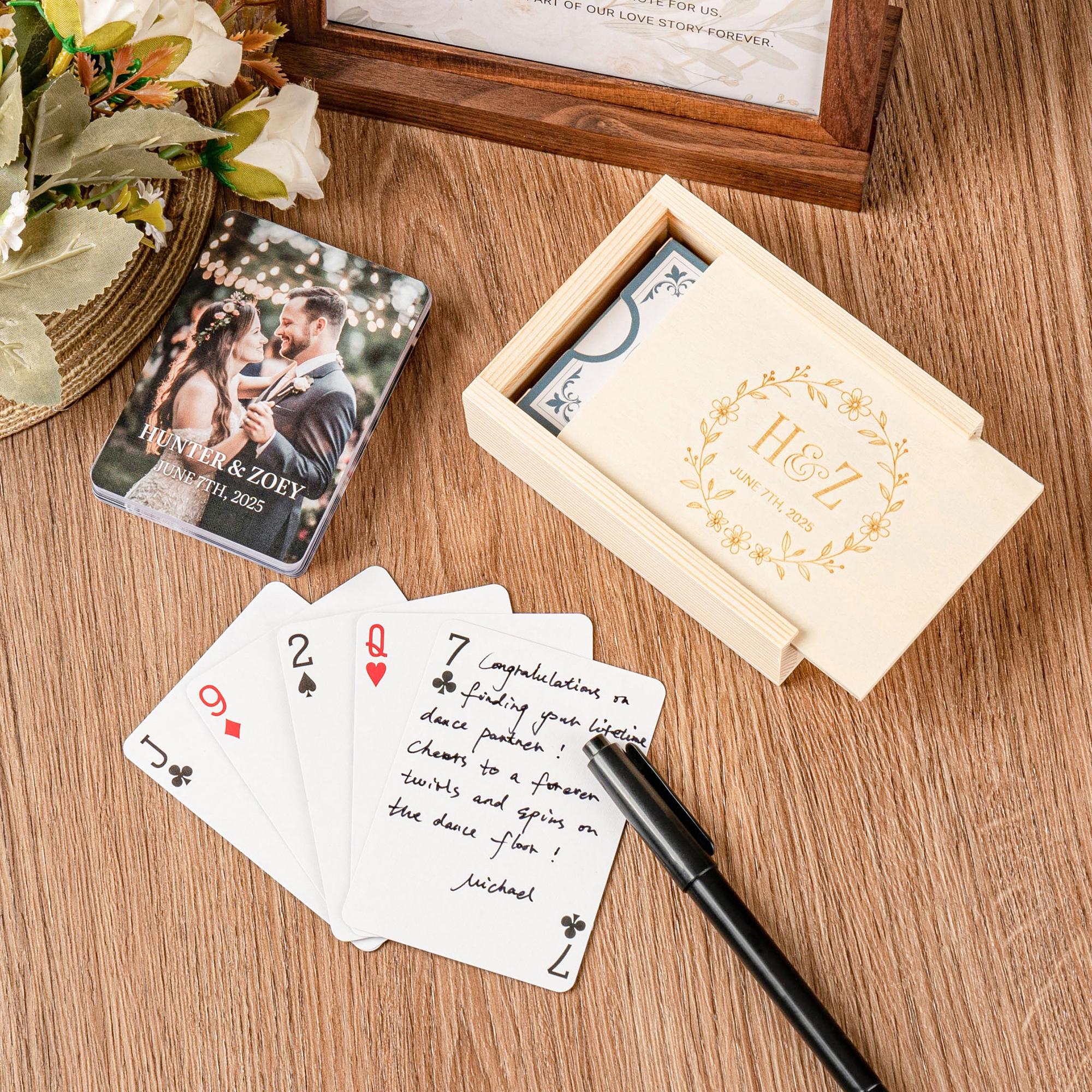 Personalized Playing Card Guest Book Wedding Card Deck Box for Playing Cards Custom Wedding Poker Cards Engagement Guest book for Party