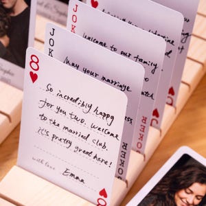 Alternative Wedding Guest Book Set: Custom Playing Cards with Wooden Holders, Acrylic Display Stands image 15