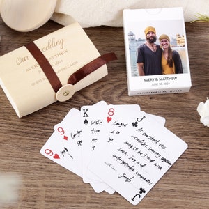 Idée amusante de cartes de livre d'or, cartes à jouer personnalisées, livre à signatures d'invité, livre d'or portable pour mariage, boîte de jeu de cartes personnalisée