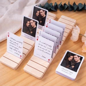 Alternative Wedding Guest Book Set: Custom Playing Cards with Wooden Holders, Acrylic Display Stands image 14