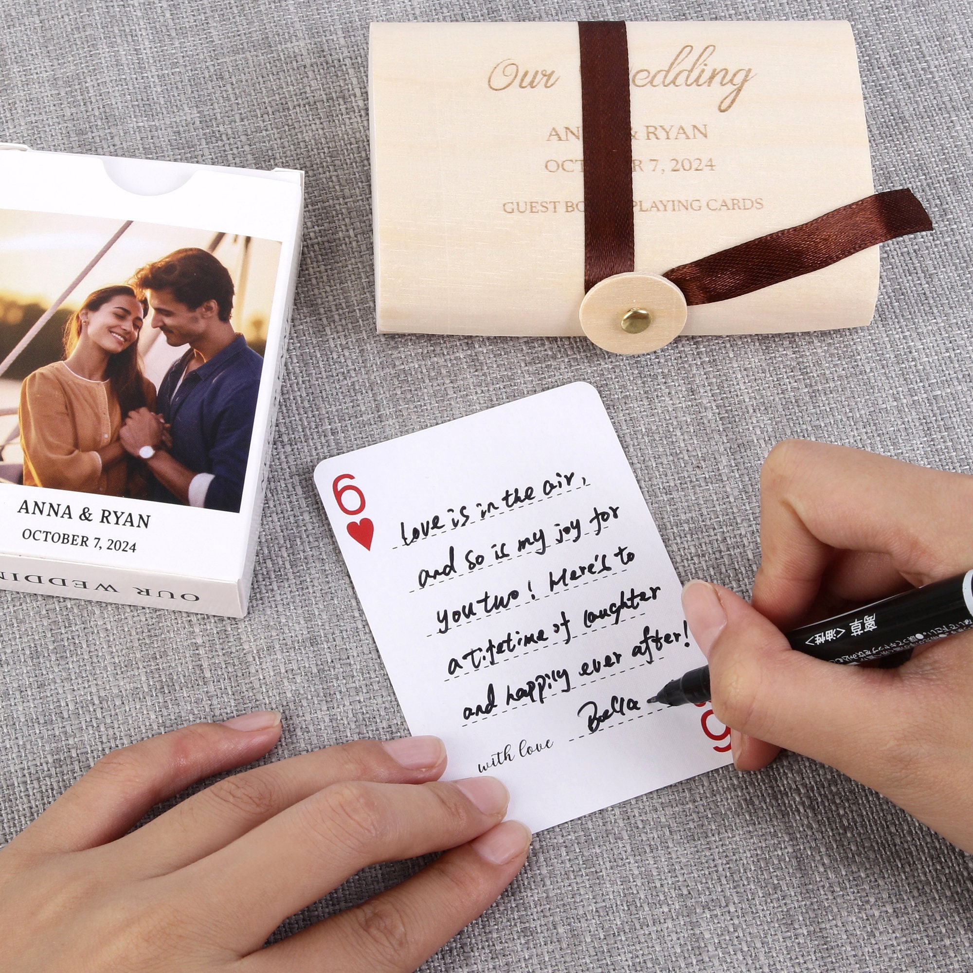 Jeu De Cartes à Jouer Personnalisables Pour Mariage - 54 Cartes 5,7x8,7 Cm, Papier 300g, Photo Au Dos, Côté Vierge Pour Messages