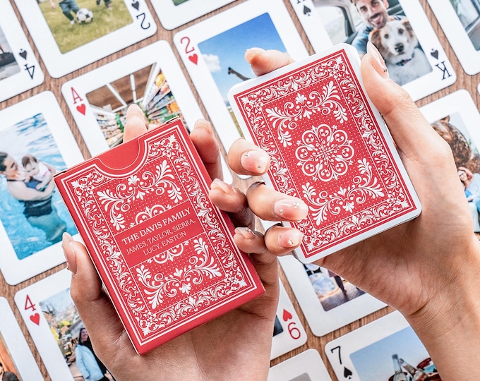 Cadeau de famille - Cartes à jouer, jeu de cartes avec images, cartes à jouer de mariage, cadeaux de mariage, cadeau d'anniversaire, cadeaux d'anniversaire