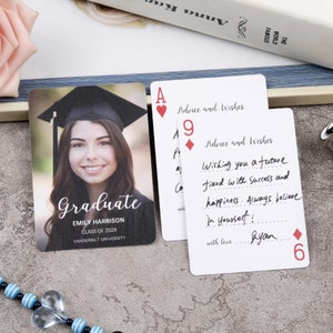 Afstudeerfeest gastenboek speelkaarten, afstudeerkaarten klas van 2024, afstudeercadeau middelbare school en universiteit voor haar, hem