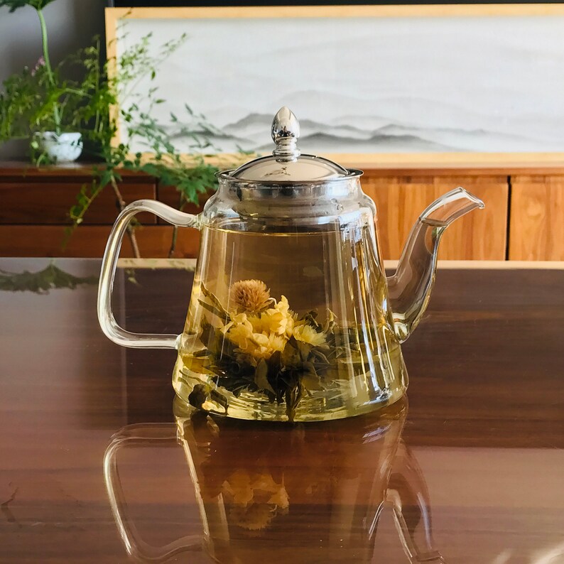 Handblown Glass Teapot Clear Teapot With Removeable Infuser Etsy