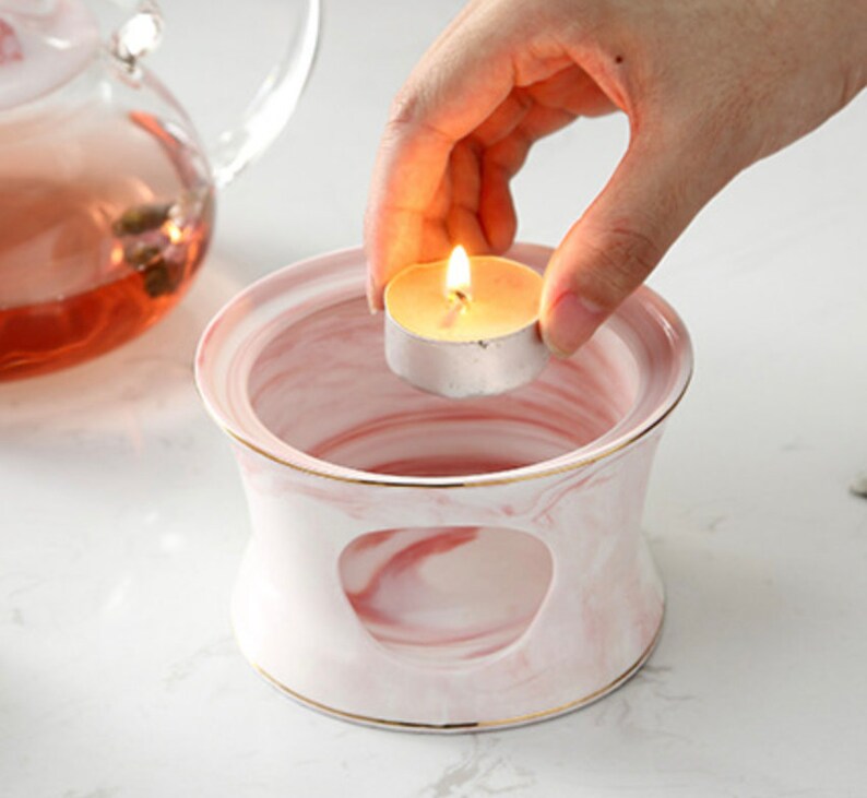 Tea Light Warmer Glass Teapot With Ceramic Warmer Etsy