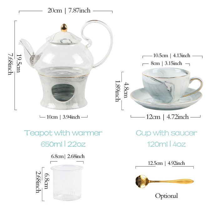 Tea Set Tea Cups and Saucers Set Glass Teapot Set With | Etsy