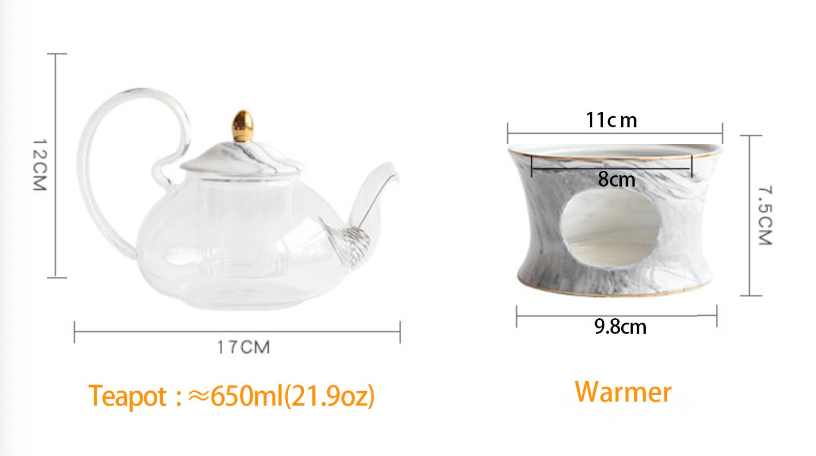 Tea Light Warmer Glass Teapot With Ceramic Warmer Etsy