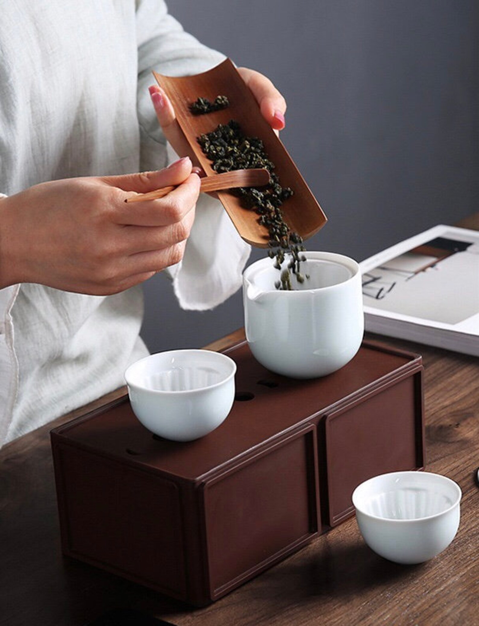 Ceramic floral tea set for two portable travel tea set with Etsy