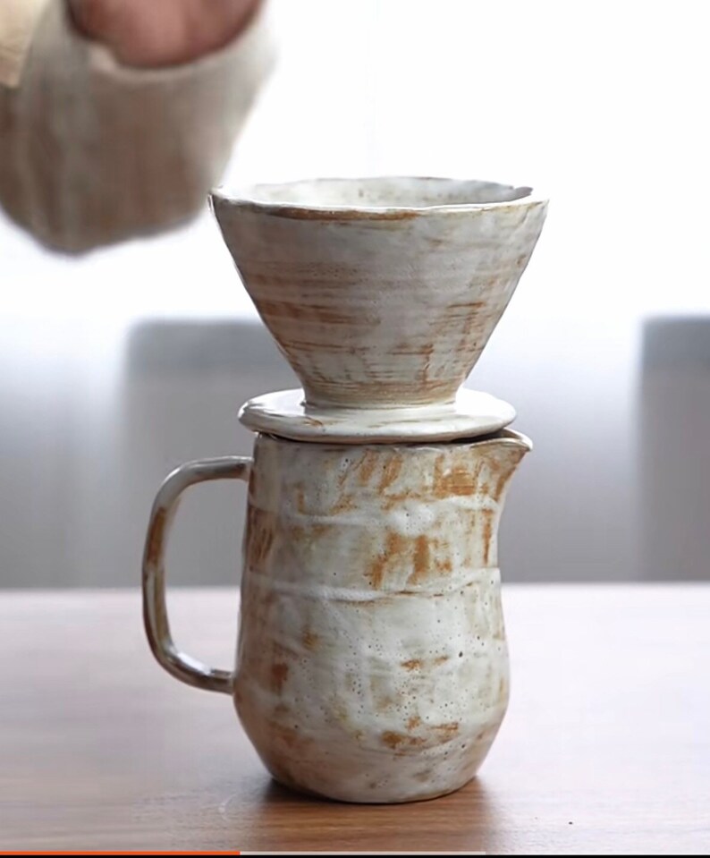 Handmade Ceramic Pour Over Coffee Maker Set With Stoneware Etsy
