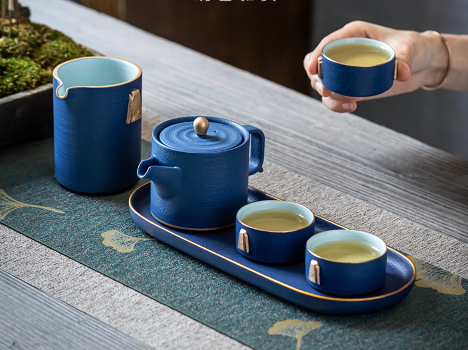 Portable Ceramic Tea Set With Serving Tray Chinese Tea Set Etsy