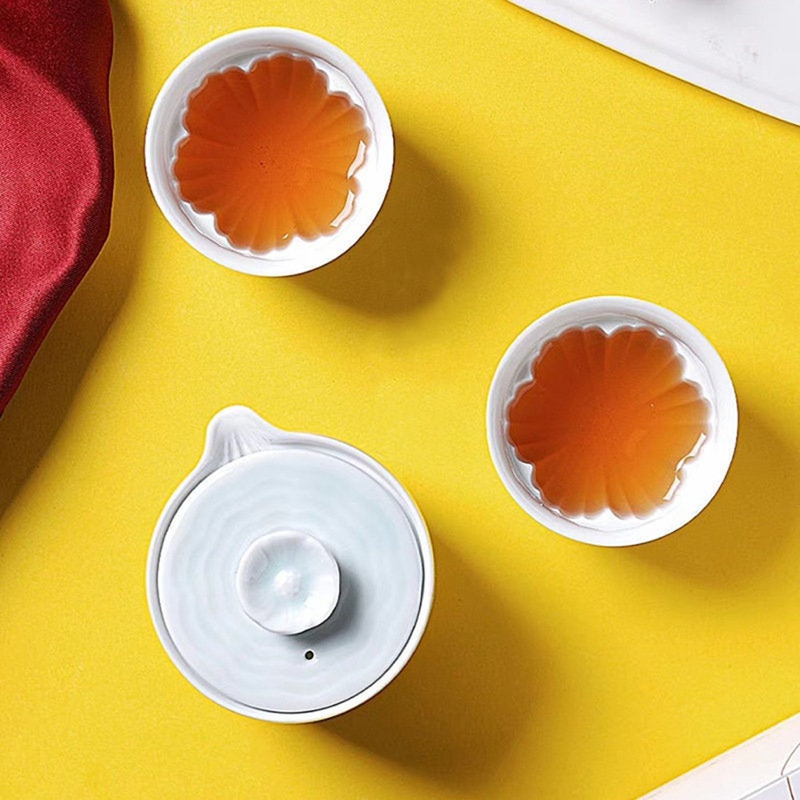 Ceramic floral tea set for two portable travel tea set with Etsy