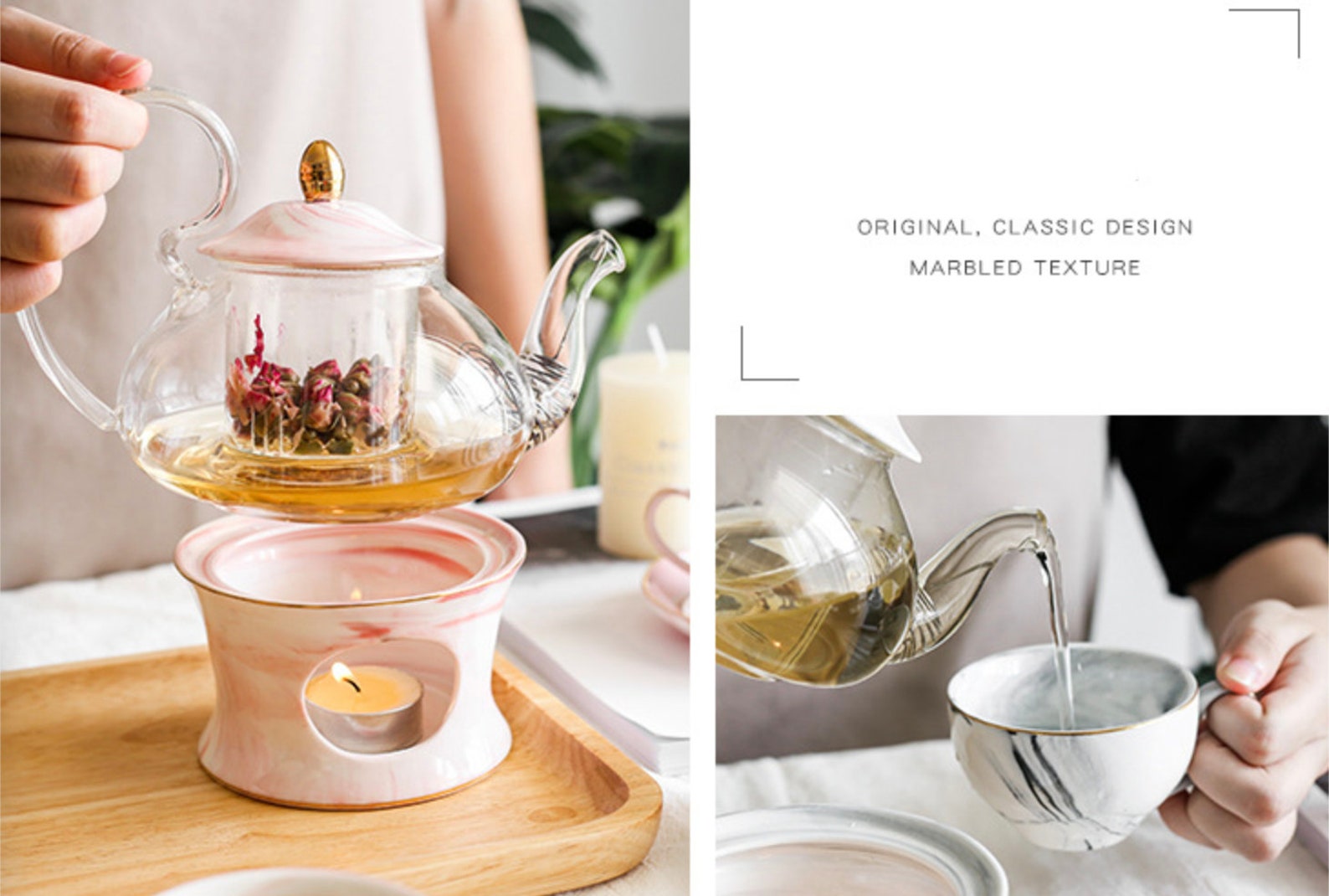 Tea Light Warmer Glass Teapot With Ceramic Warmer Etsy UK