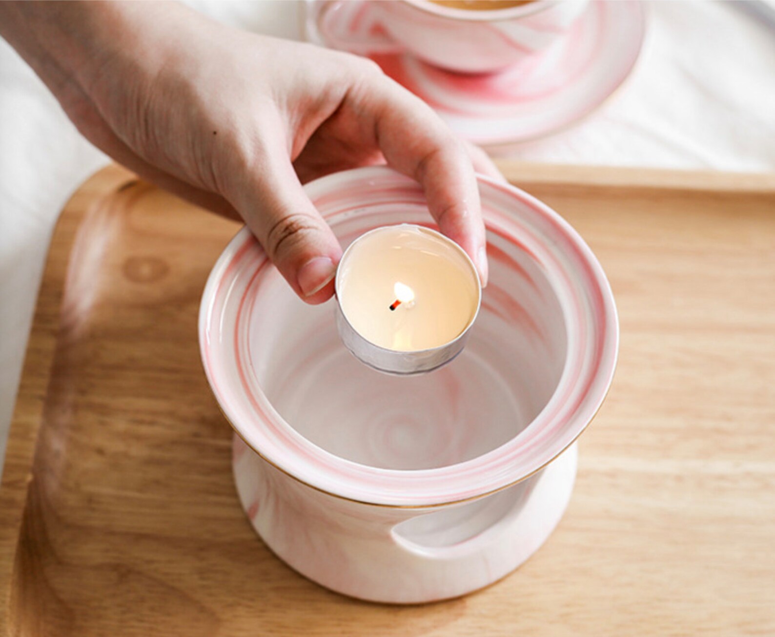 Tea Light Warmer Glass Teapot With Ceramic Warmer Etsy