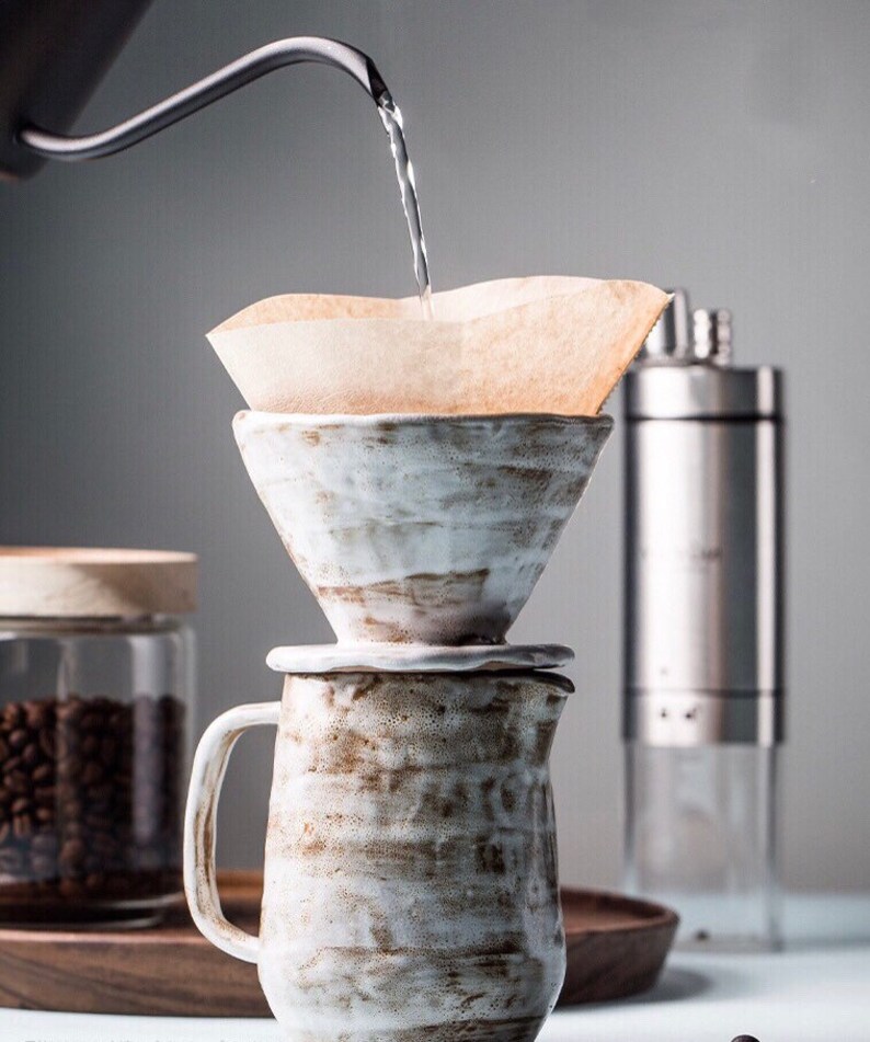 Handmade Ceramic Pour Over Coffee Maker Set With Stoneware Etsy