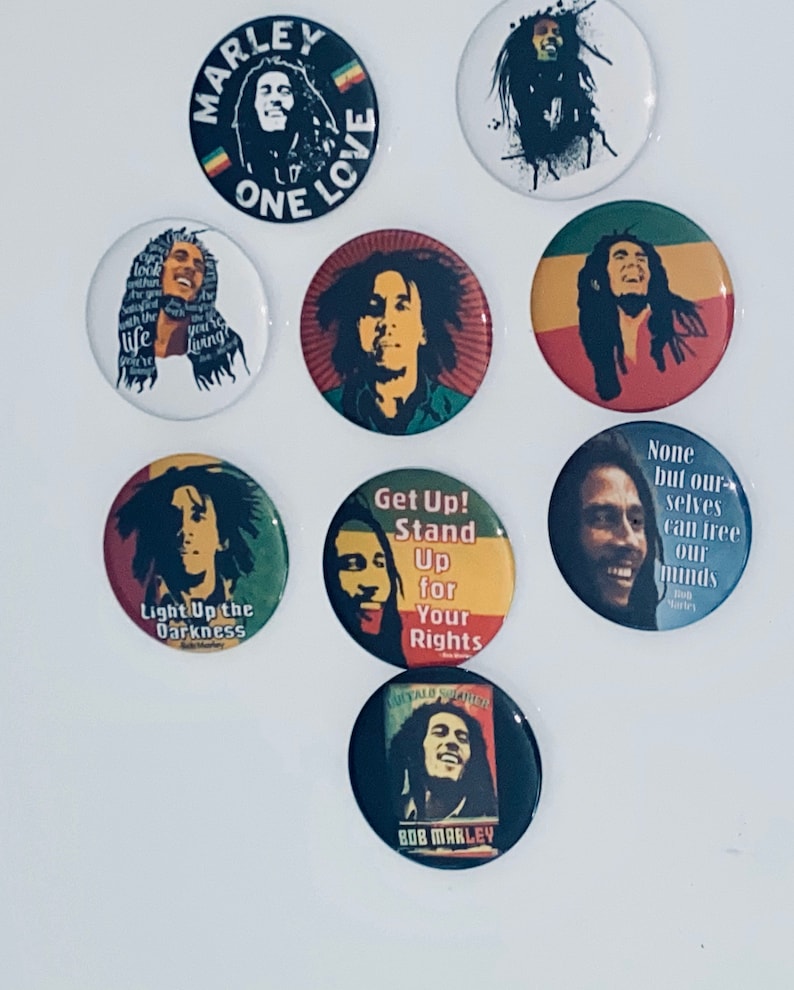 Bob Marley Pinback set of 9 2.25\u201d Buttons