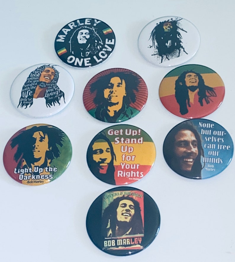 Bob Marley Pinback set of 9 2.25\u201d Buttons