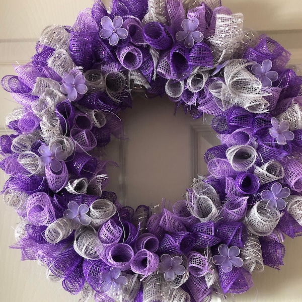 I love Purple Deco Mesh Wreath