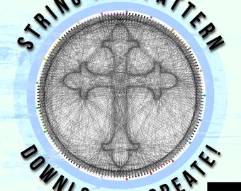 Cross, String art template PDF, String art digital kit, string art DIY gift, string art patterns PDF, home or studio wall art