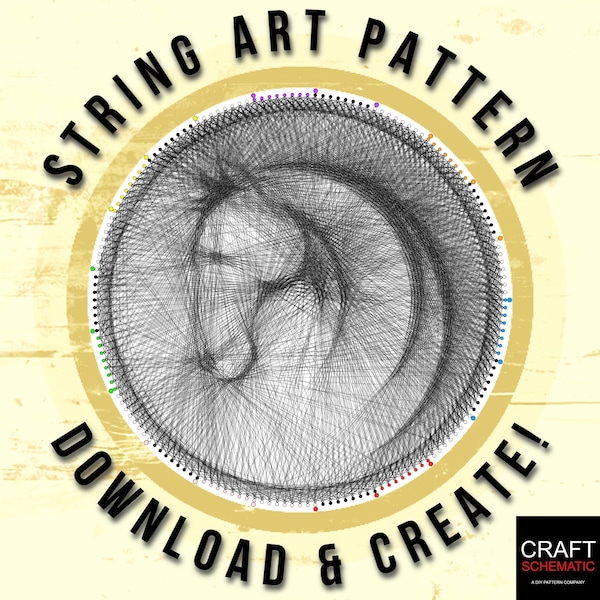 Horse Design, String art template PDF, String art digital kit, string art DIY gift, string art patterns PDF, home or studio wall art