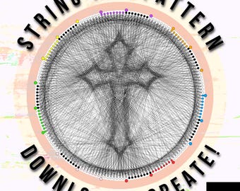 Cross String Art Pattern: DIY Craft Project (Digital Download)