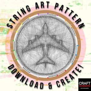 Airplane, String art template PDF, String art digital kit, string art DIY gift, string art patterns PDF, home or studio wall art