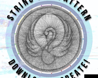 Swan, String art template PDF, String art digital kit, string art DIY gift, string art patterns PDF, home or studio wall art