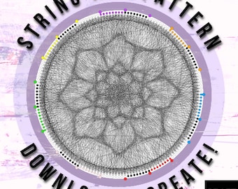 Floral Mandala String Art Pattern: DIY Digital Template (PDF)